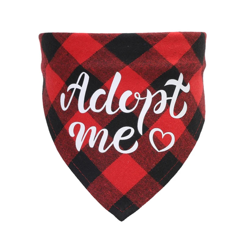 Adopt Me Dog Bandanas Plaid Dog Bandana Adjustable Dog Scarf Bibs Scarf Set for Dog Cat Pet Animals