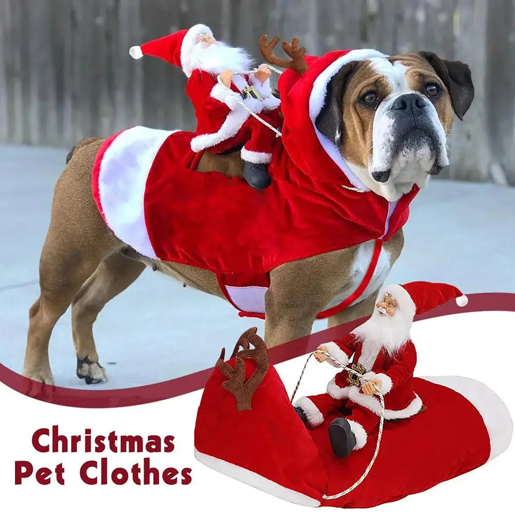 Creative Christmas Pet Clothes Old Man Riding Costume Christmas Atmosphere Funny Supplies Cats And Dogs Pet Winter Clothes