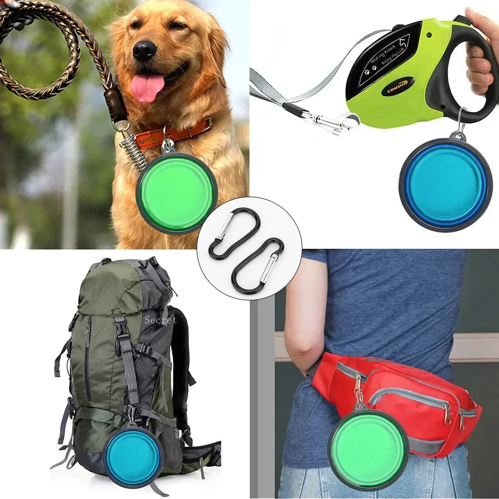 Foldable Silicone Dog Food Water Basin with Bowl Lips for Pets Outdoor Travel,Portable with Hooks for Pet Supplies, Feeding Bowl