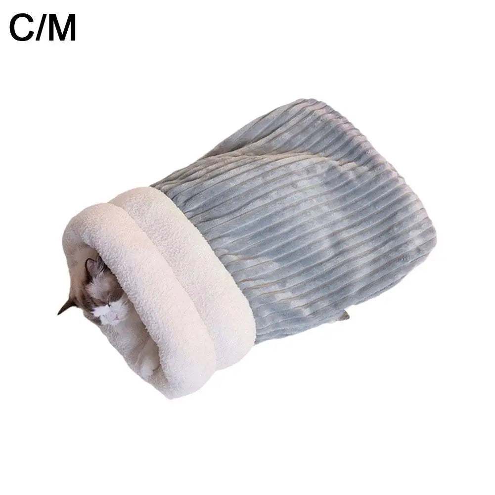 Cat Winter Sleeping Bag Pet Down Sleeping Bag Nest PP Cotton Semi-enclosed Warm And Comfortable Large Pocket Design M/L Cute