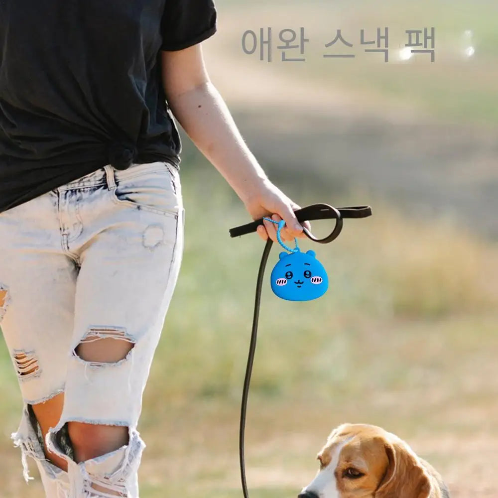 Zippered Dog Food Container Cartoon Silicone Dog Food Bag Cute Pet Snack Pouch Multipurpose Puppy Food Bag For Cookies Dry Meat