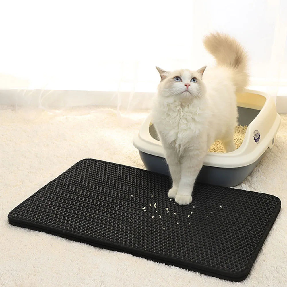 Pet Cat Litter Mat Waterproof Double Layer Pet Litter Box Mat Non-slip Sand Cat Pad Washable Bed Mat Clean Pad Products for Cat