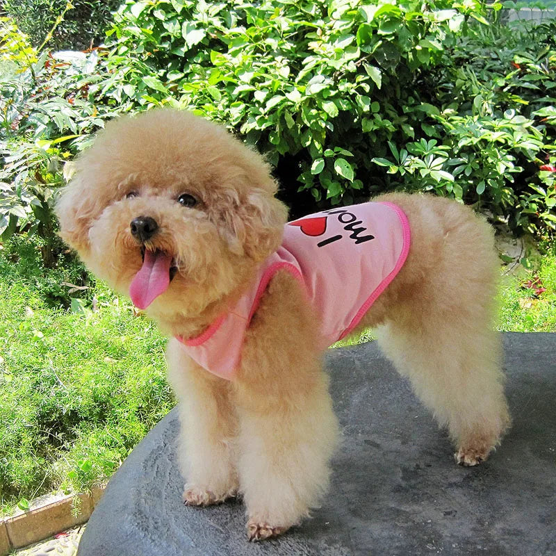 Small Dog Clothes Soft Cotton Puppy Shirt Classic Daddy Mommy Printed T-shirt Pet Vest Clothing for Cats Chihuahua Dog Apparel