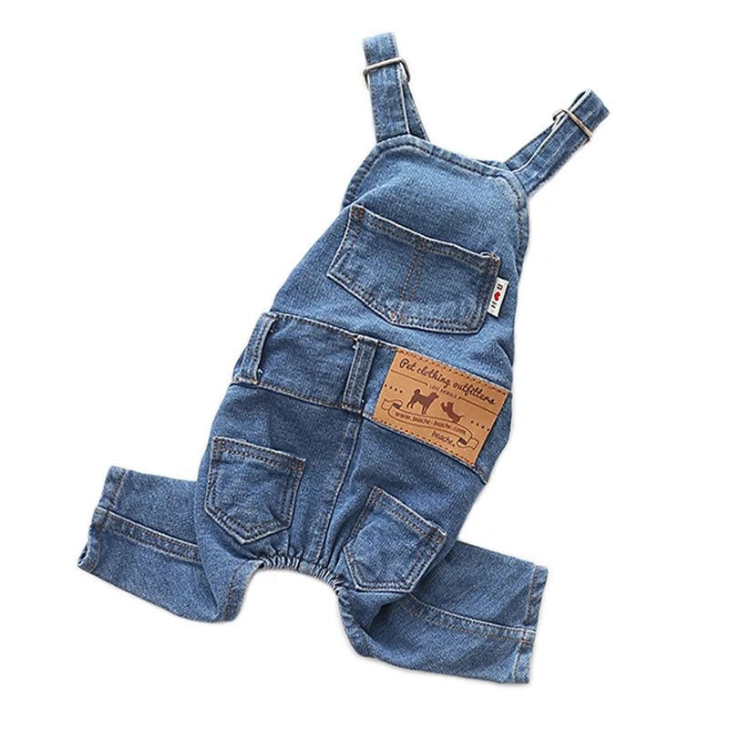 Dog Jeans Jumpsuit for Small Medium Large Dogs Adjustable Pet Denim Clothes Costumes Vintage Washed Dog Pants Overall for Dogs