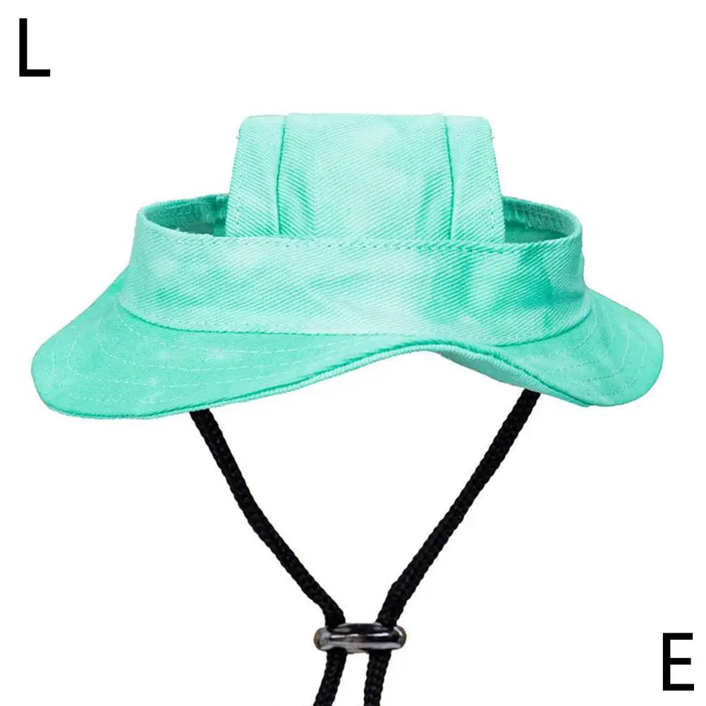 Dog And Cat Sun Hat Anti-strangle Hat Anti-fall Exposed Ears Adjustable Rope Buckle Bucket Hat Pet Supplies Colorful Large Size