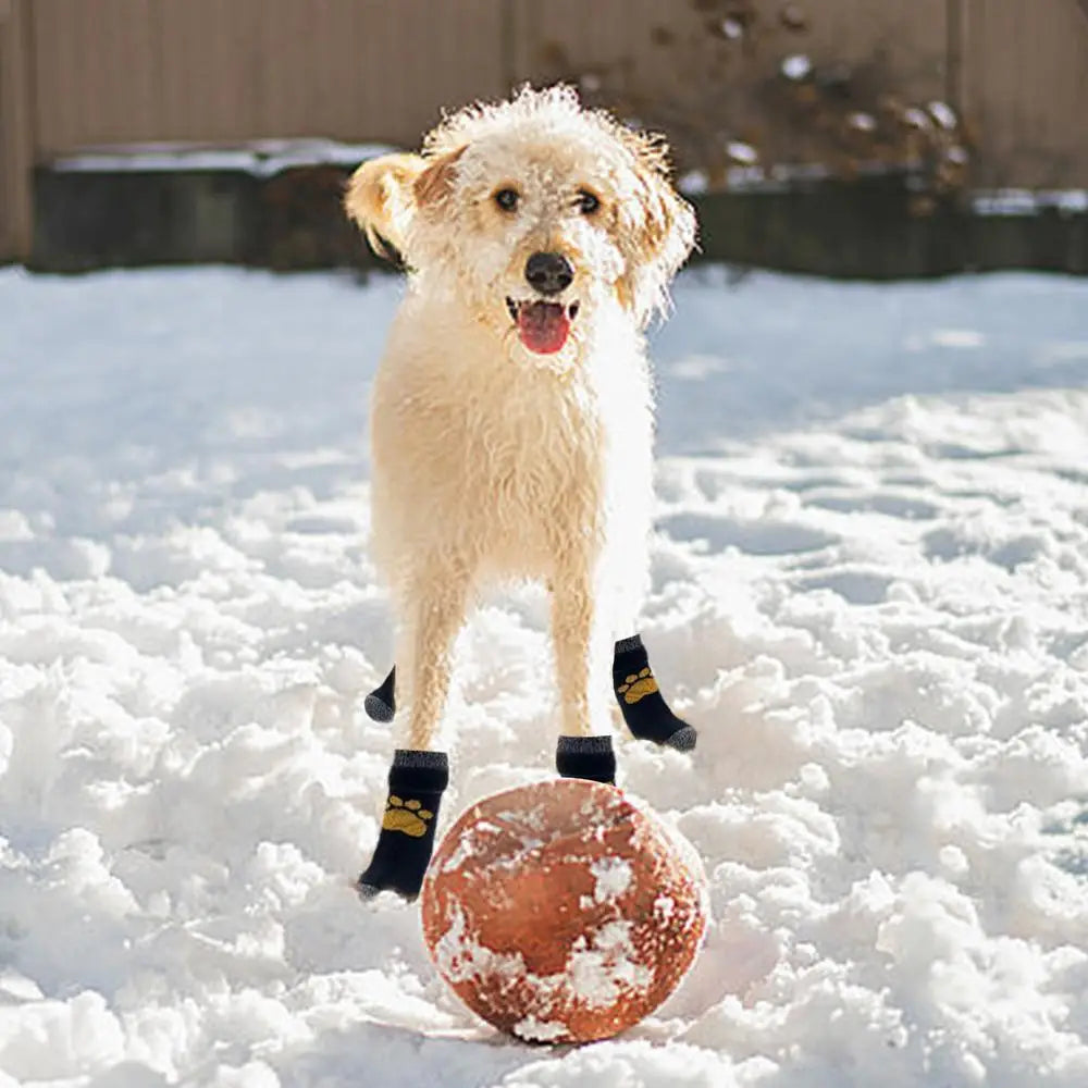 Pet shoe cover indoor warm anti-slip pet socks dog soft comfortable magic sticker adjustable fit Wear-Resistant Dog Shoes