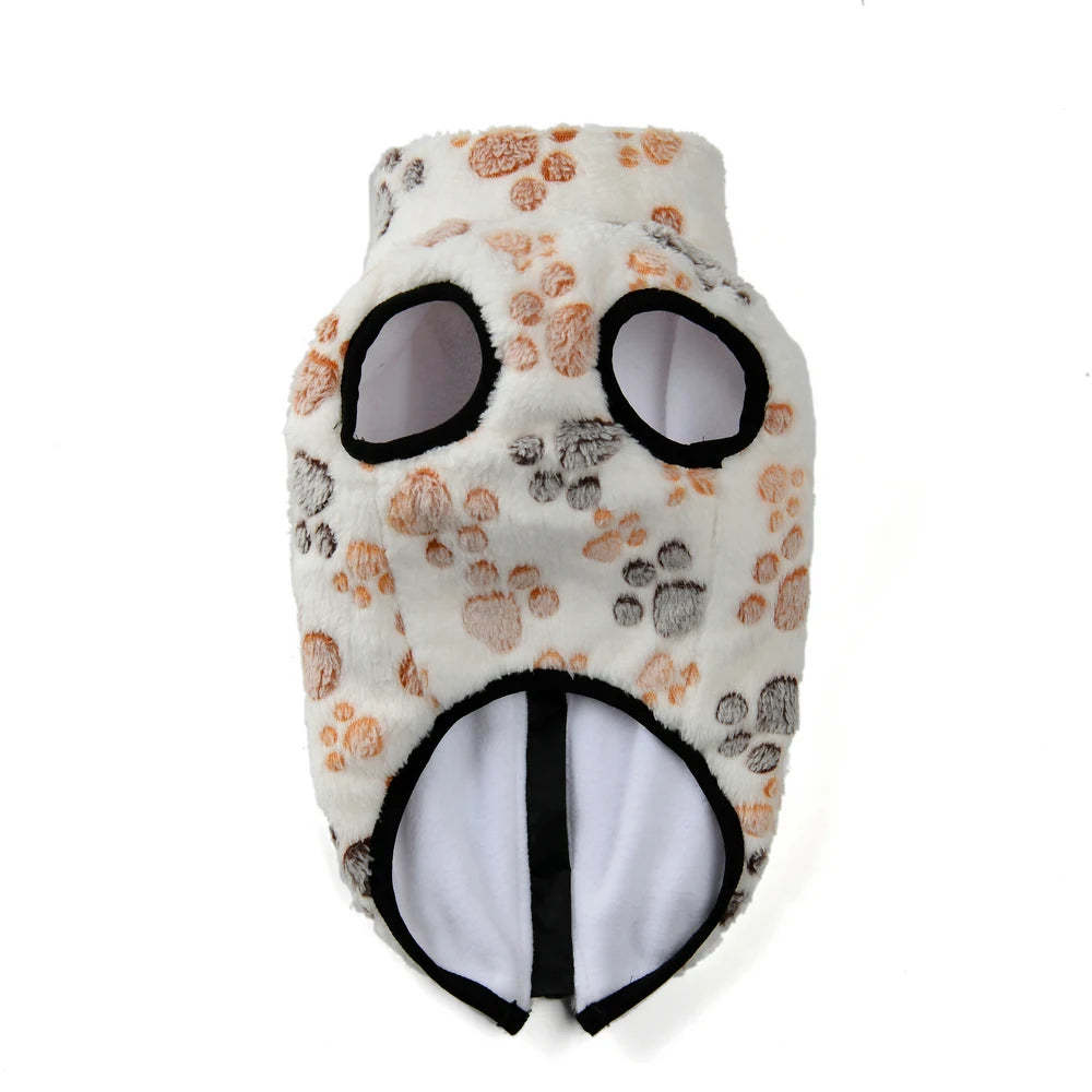 Fleece Dog Clothes Winter Warm Puppy Jacket For Small Dogs Cats Sweater Coat With Zipper D Ring Cute Print Chihuahua Pet Outfits