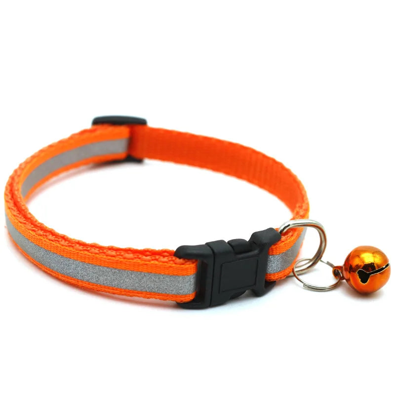 Cat and Dog Universal Reflective Collar Neck Ring Necklace Bell Pet Products Safety Elastic Adjustable Pet Reflective Collar