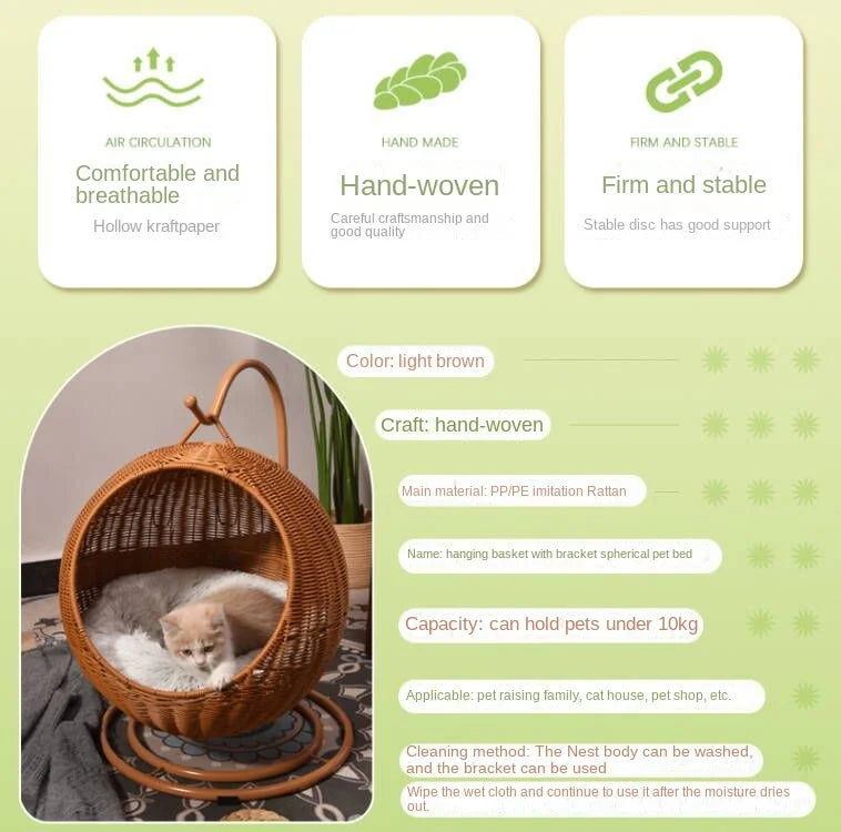 Cat and dog kennel rattan pet products Summer pet kennel cool kennel hanging cat basket four seasons universal pet mat