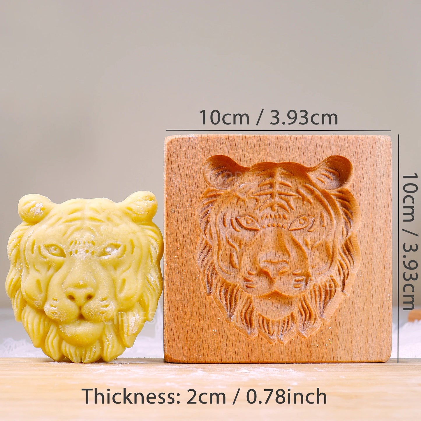 1PC Wood Cookie Mold, Animals Patterns, 3D Carved Embossed Biscuit Cutter Moulds, Fish, Bird, Bear, Sheep, Tiger, Horse, Squirre