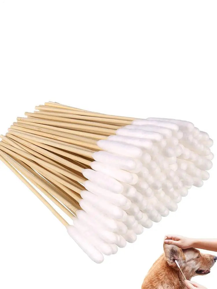 100pcs Pet Dog Ear Cleaner Cotton Buds Dog Ear Cleaner Cotton Swab Sticks Swab Sticks For Cat Pets Cleaning Supplies