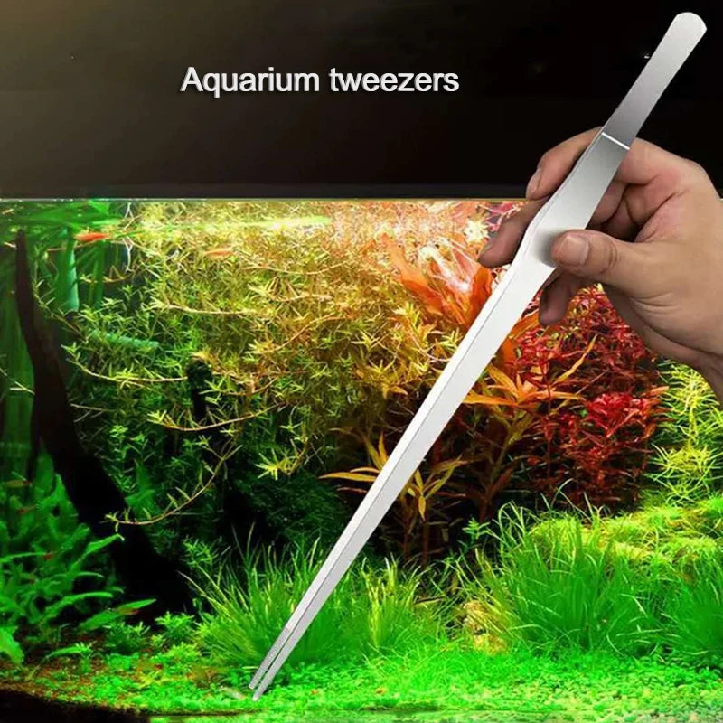 27cm Black Stainless Steel Curved Aquarium Tweezers Aquarium Plants Tweezer Straight Fish Tank Cleaner aquarium accessories
