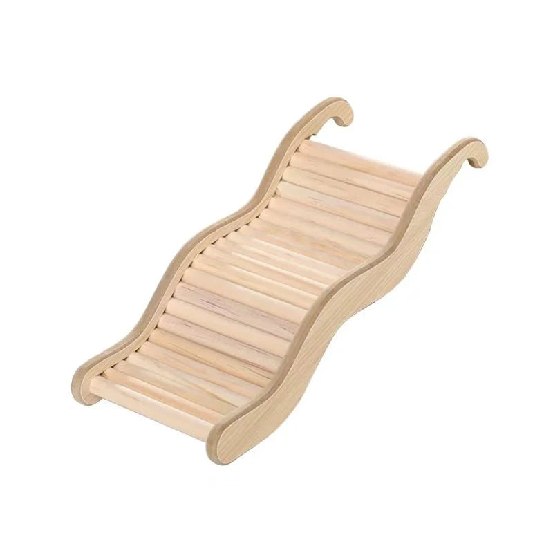 Smooth Hamster Hideaway Wooden Hamster House with Climbing Ladder Small Pet Castle Arch Bridge for Dwarf Mice Gerbils Small Pets