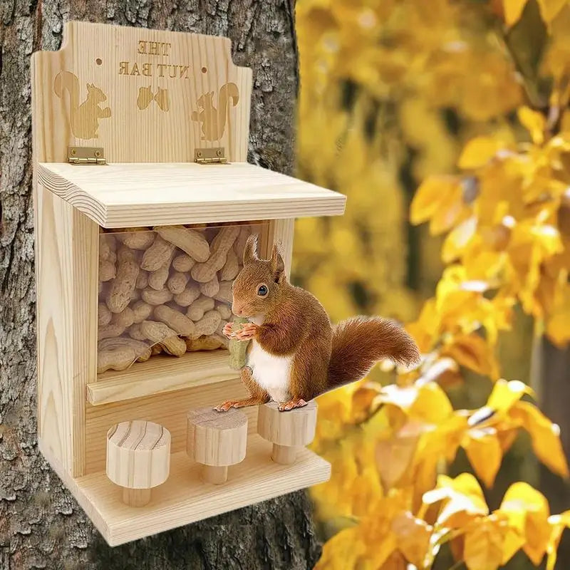 Squirrel Feeders for Outside Wooden Small Pet Window Feeder Nut Bar Feeders Multipurpose Chipmunk Feeder Squirrel Snacker