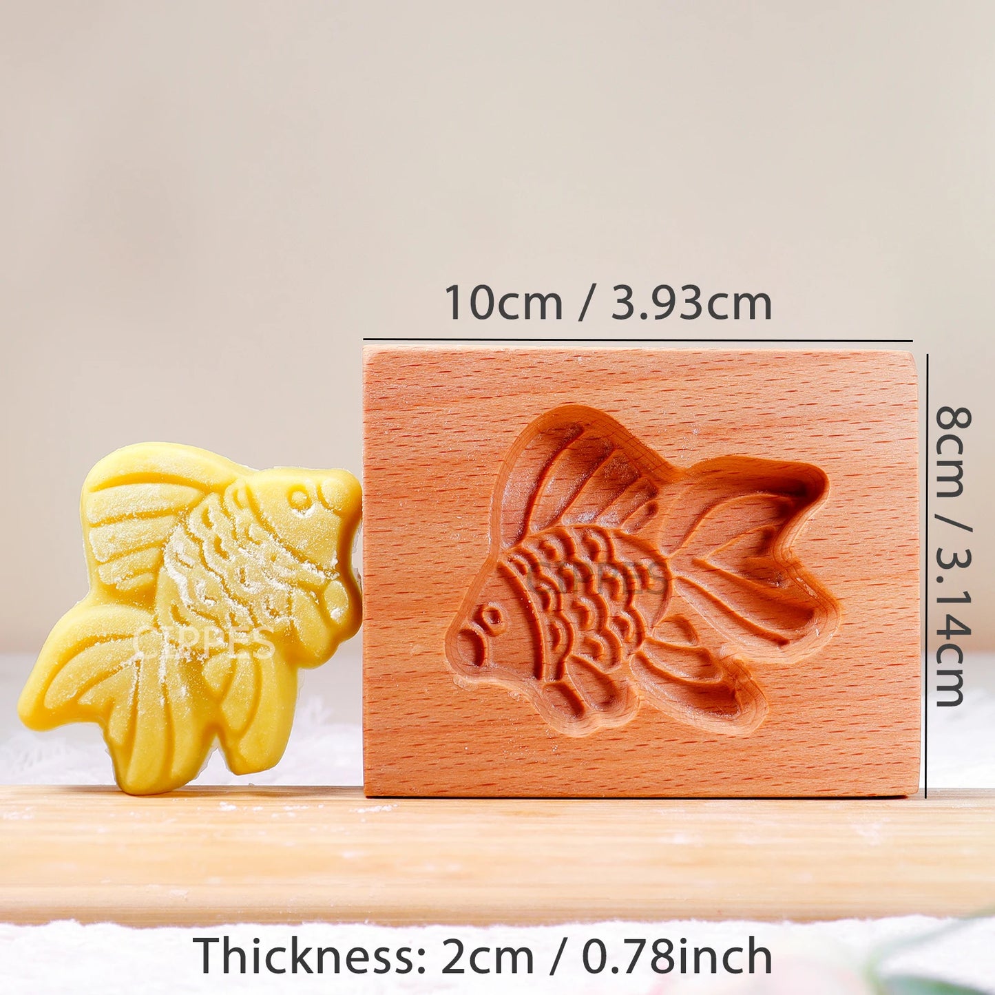 1PC Wood Cookie Mold, Animals Patterns, 3D Carved Embossed Biscuit Cutter Moulds, Fish, Bird, Bear, Sheep, Tiger, Horse, Squirre