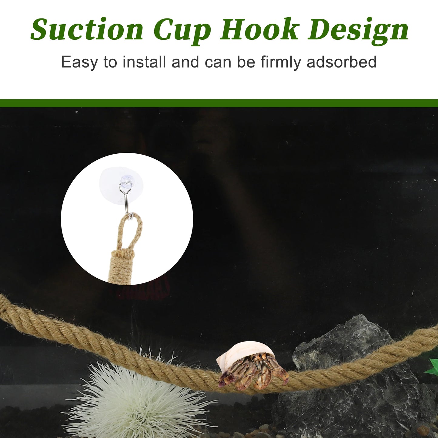 UXCELL Reptile Climbings Jute Ropes Hermit Climbing Rope Ladder Trapez With Suction Cup for Tank Terrarium Accessories