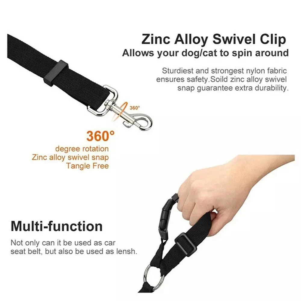 Dog Safety Seat Belts Strap Car Headrest Restraint Adjustable Nylon Seatbelt for Dog Pet Cat Vehicle Seatbelt for Harness Collar