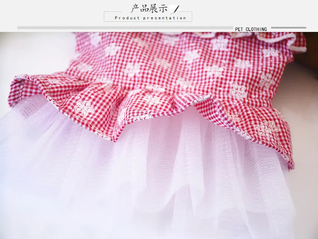 2023 Spring and summer pet skirt puppies small dogs Teddy Grid Pettiskirt Dress Pet Clothes Puppy Costume Spring Pet Clothing