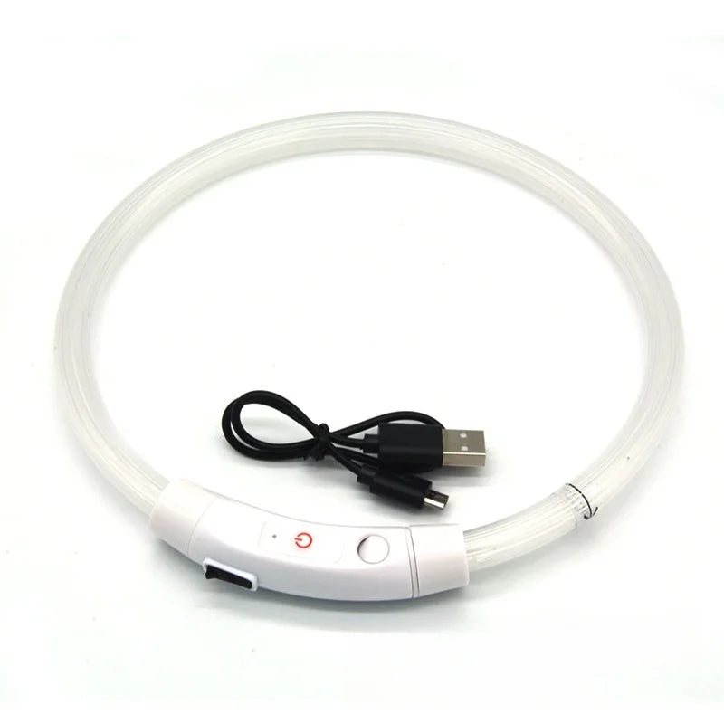 40/50/70cm Led Dog Collar USB Rechargeable Pet Dog Night Luminous Charge Collar Glowing Necklace Collar Safety Night Light