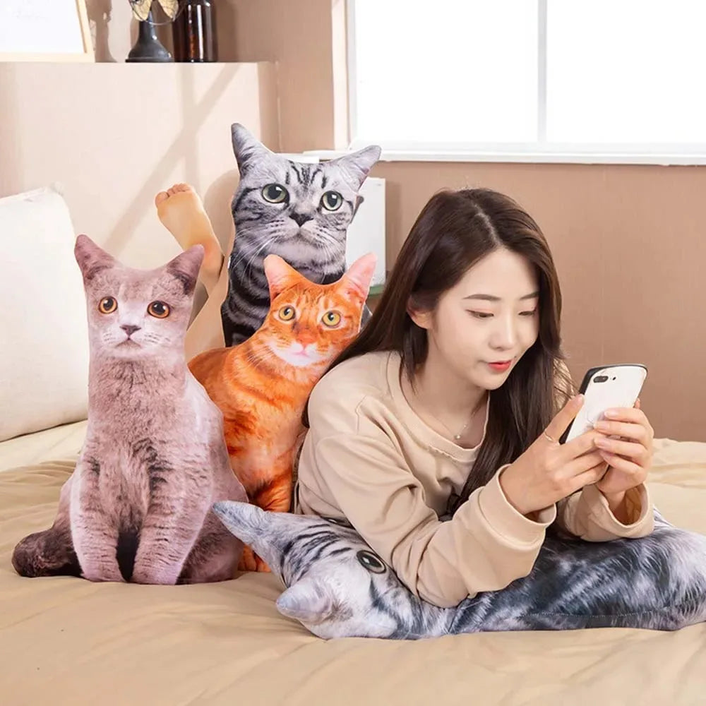 3D Cat Figures Pillows Soft Simulation Cat Shape Cushion Sofa Decoration Throw Pillows Cartoon Plush Toys Friend Kids Gifts