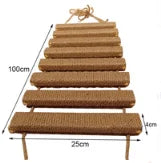 Solid Wood Wall Mounted Cat Tree Double Layered Jumping Platform Ladder Cat Hammock Furniture Cat Climbing Frame