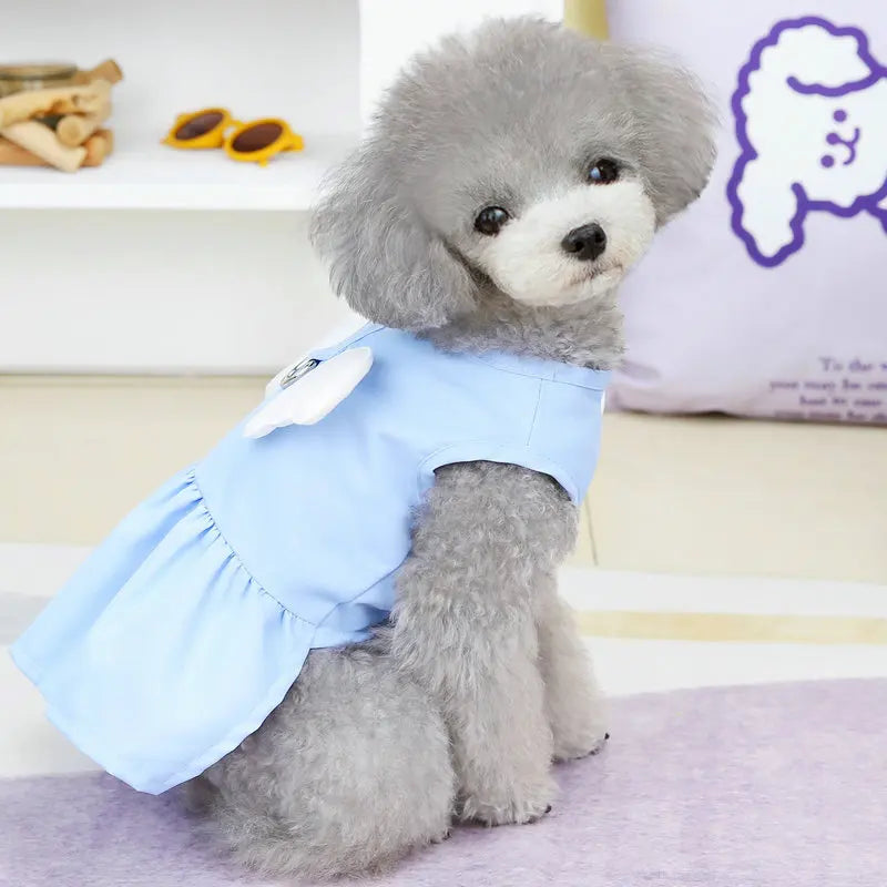 Angel Wings Girls Dog Dress Cat Sundress Puppy Skirt Cute Princess Dress Spring Summer Clothes for Small Dogs Yorkies Chihuahua