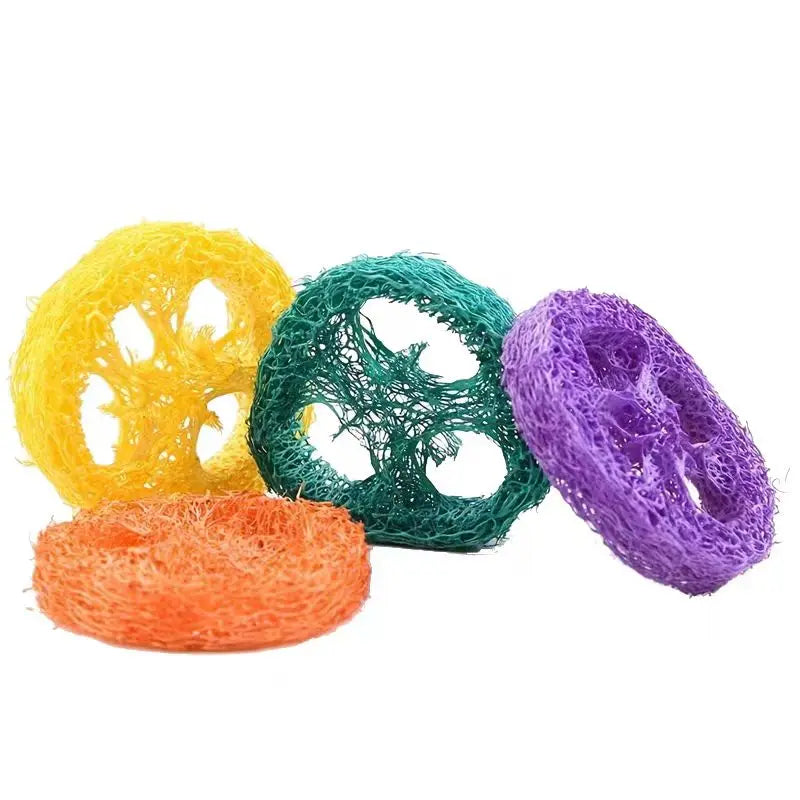 10/20Pcs Natural Loofah Slice Tooth Grinding Cleaning Chew Toy Small Pets Toys For Hamster Rabbit Grinding Products High Fiber
