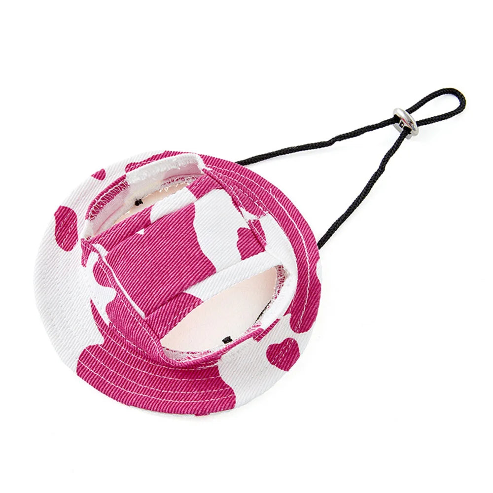 Casual Dog Hat Round Dog Cap with Ear Holes for Puppy Pet Grooming Dress Up Hat Summer Dog Canvas Sun Cap Bonnet Visor for Pug