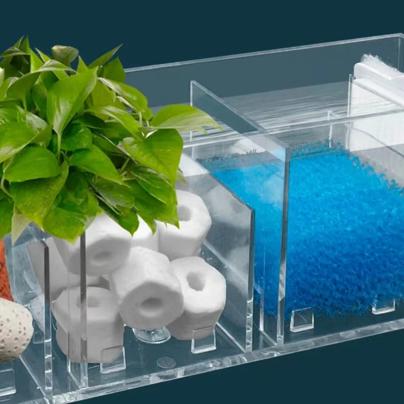 Waterfall Fish Tank Filter Box Wall Mounted Built-in Silent Circulating Water Purifier For Aquarium Tank Box With Water Pump