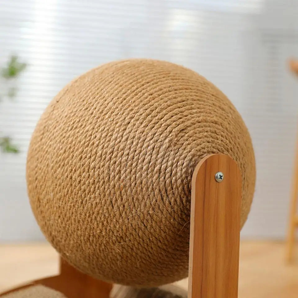 Cat Scraper Wooden Cat Scratcher Scratching Board 2 In 1 Wear-Resistant Grinding Paw Solid Wood Sisal Rope Ball Pet Furniture
