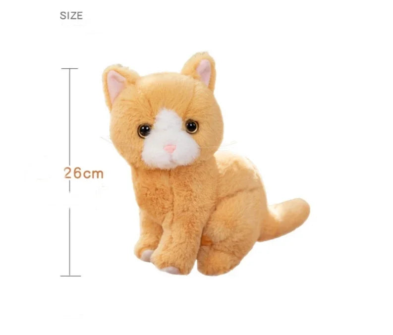 26cm Simulation Grey White Black Cat Plush Toy Cartoon Sitting Lifelike Kitten Animal Cats Artificial Touch Doll Gift for Kids