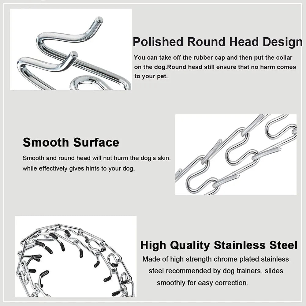 Dog Collar for Anti-Pull Training Quick-Release Metal Buckle Adjustable Stainless Steel Collar for Dogs Pet Prong Choke Collar