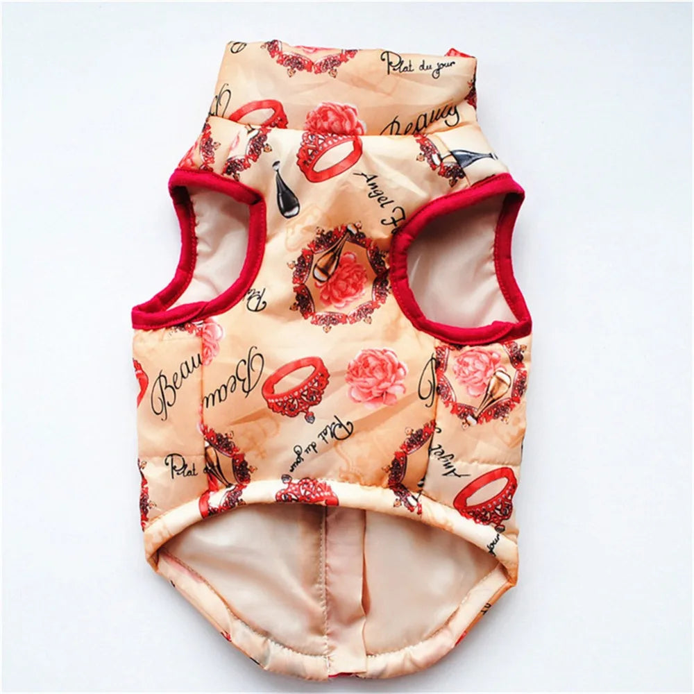 Windproof Pet Vest Jacket Winter Warm Big Dog Clothes Puppy Harness Clothing Funny Printed Coat for Small Medium Dogs Cats XS-XL