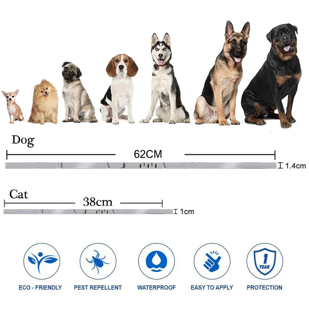 Adjustable Pet Flea and Tick Collar for Dogs 8 Months Prevention Cat Dog Collar Anti-Mosquito Insect Pest Repellent Pet Supplies