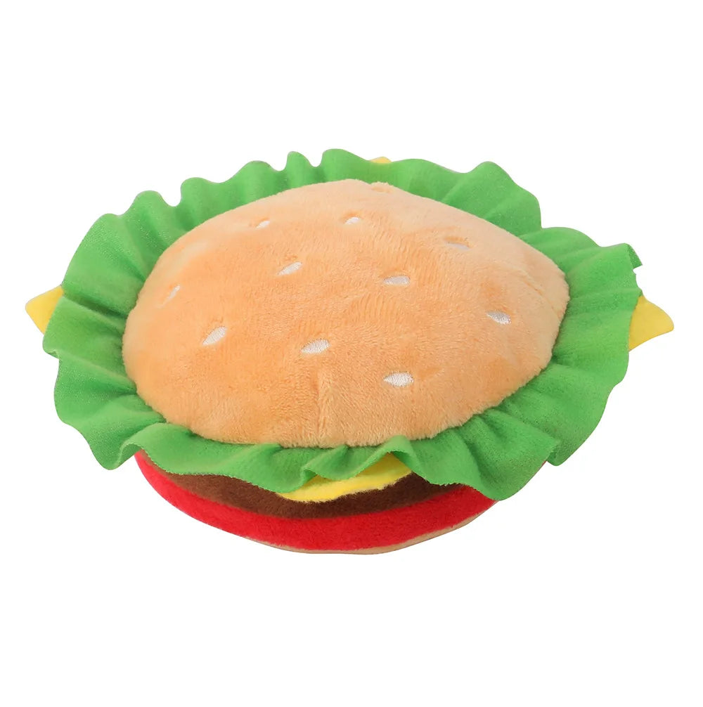 Dog Plush Toy Fast Food Pet Toys Plush Filled Burger Squeaking Dog Toys Fleece Squeak Toys