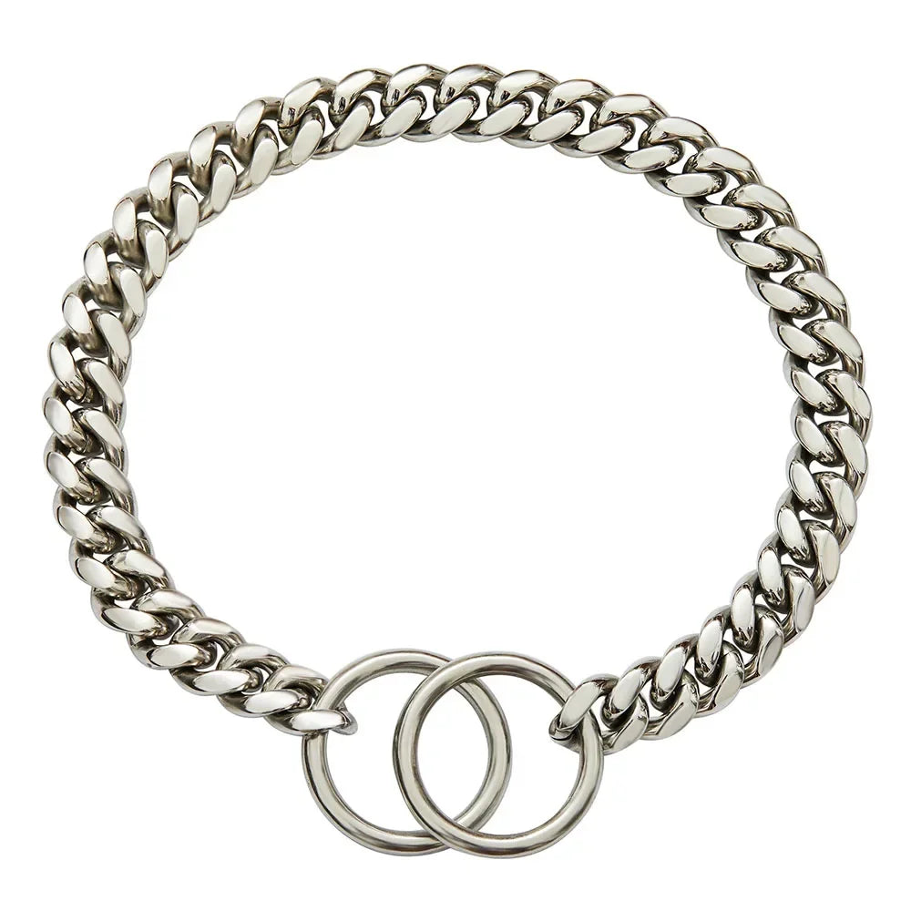 Gold Chain Dog Collar 10mm Fashion Dog Cuban Link Pet Gold Necklace Metal Puppy Jewelry Bulldog P Chain Pet Training Slip Collar