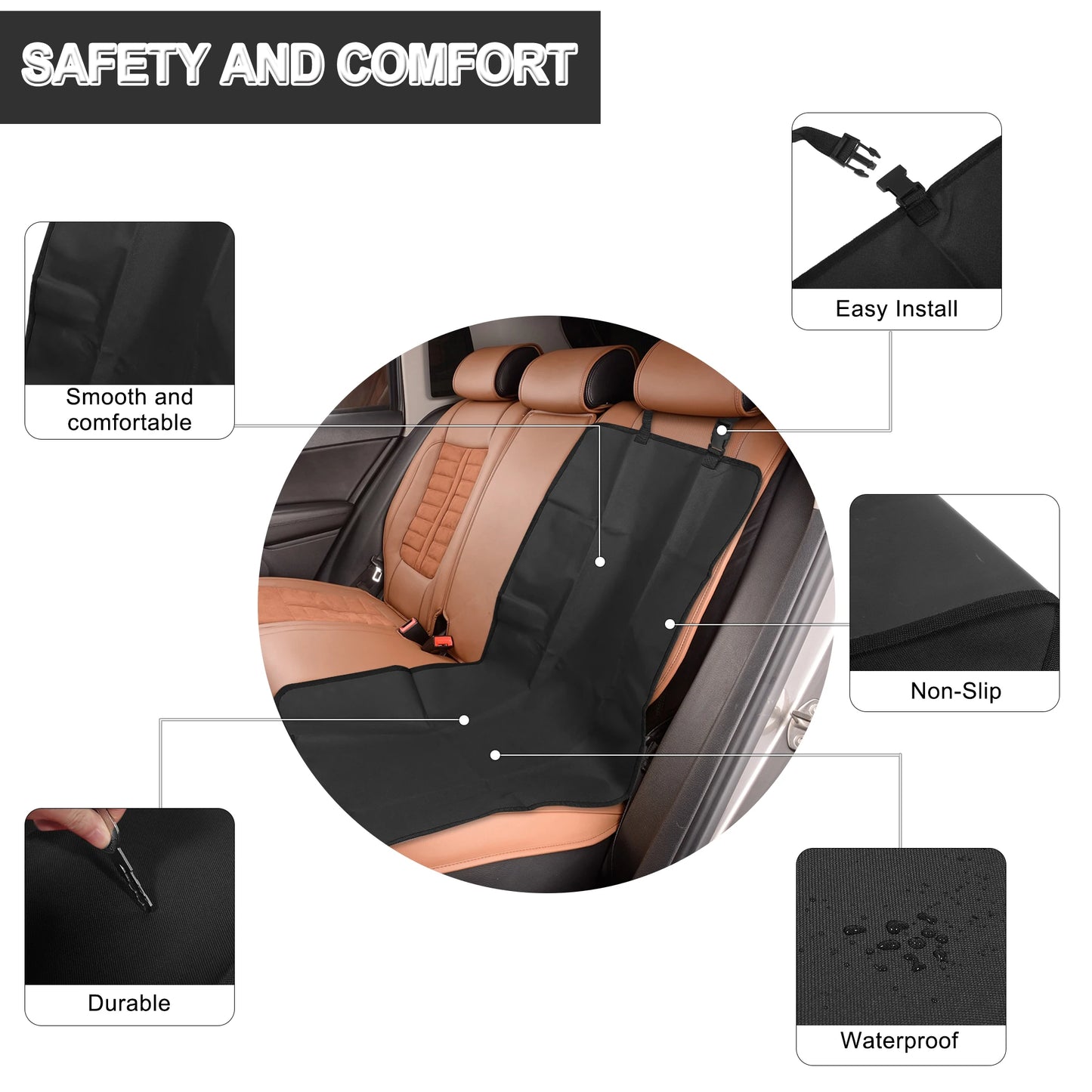 UXCELL Car Pet Waterproof Rear Seat Cover Cushion Rear Seat Pet Mat Protection Pad Cat and Dog Travel Safety Accessories