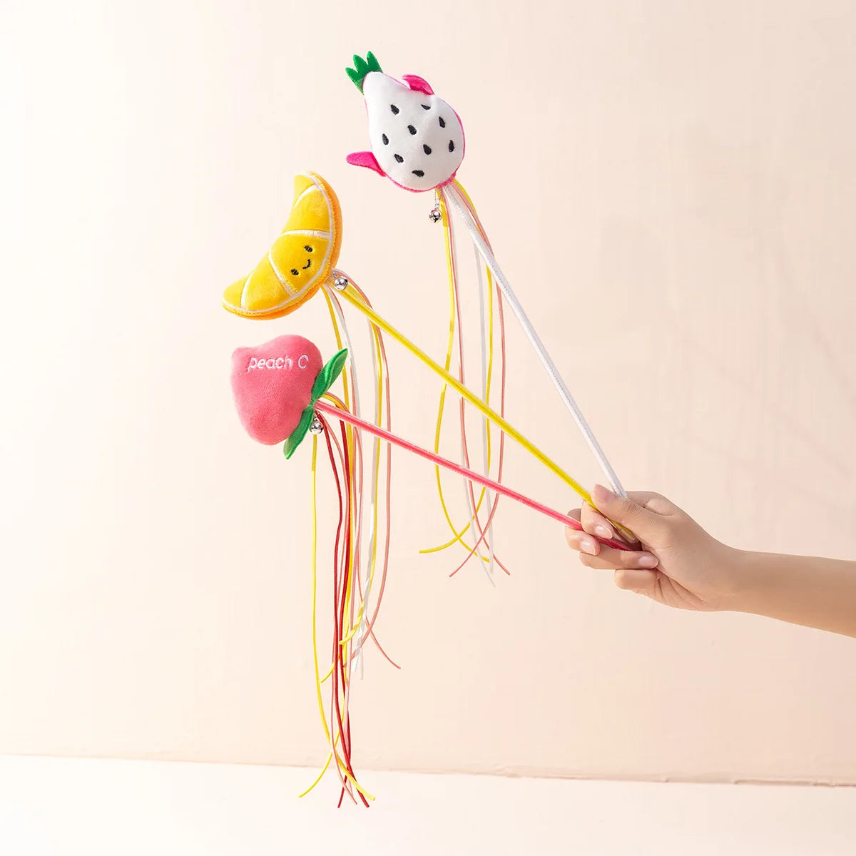 Cat Toy Cat Teaser Sticks Plastic Fruit Doll Cat Teaser Stick With Cat Mint Tassels Inside Self Hi Cat Toy