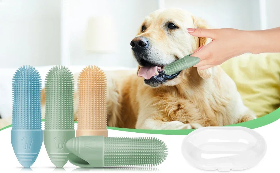 360° Cleaning Finger Toothbrush for Dogs, Food Grade Silicone Dog Finger Toothbrush, Toothbrush for Dogs Cats Dental Care