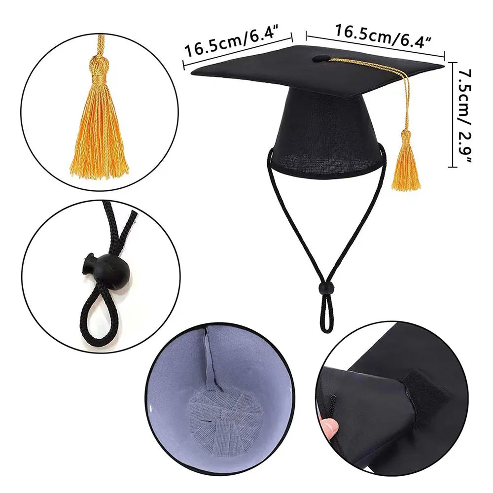 Pet Caps Dog Graduation Hats with Yellow Tassel Costumes for Dogs Cats Doctor Hat Holiday Party Apparel Dog Accessories Outfits
