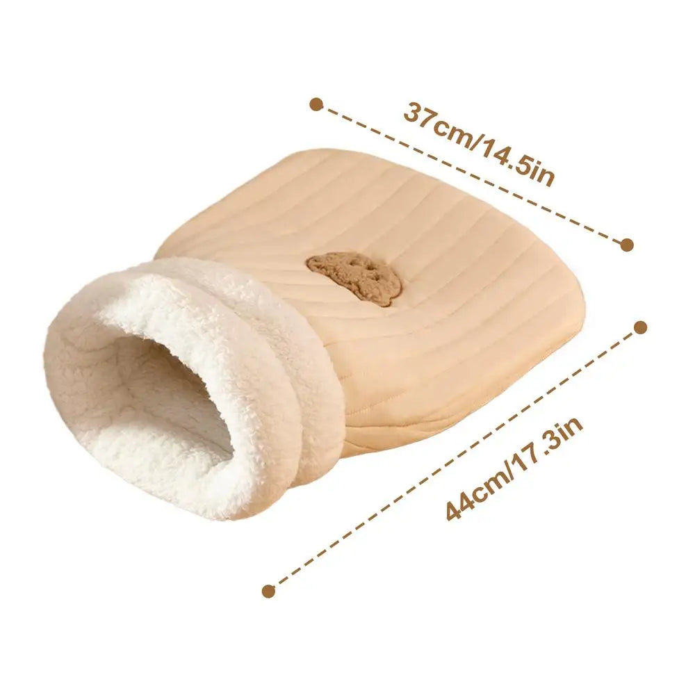 Pet Mat Warming Pad Sack Washable Cozy Cats Beds Easy Access Cat Sleeping Bag With Cute Bear Pattern For Cats And Small Dog