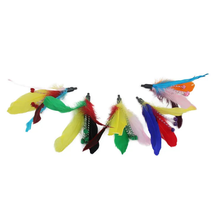 Cat Toy Cat Teaser Sticks Playing Cat Stick Replacement Feather Net Tube Bell Cat Interactive Toy Cat Supplies