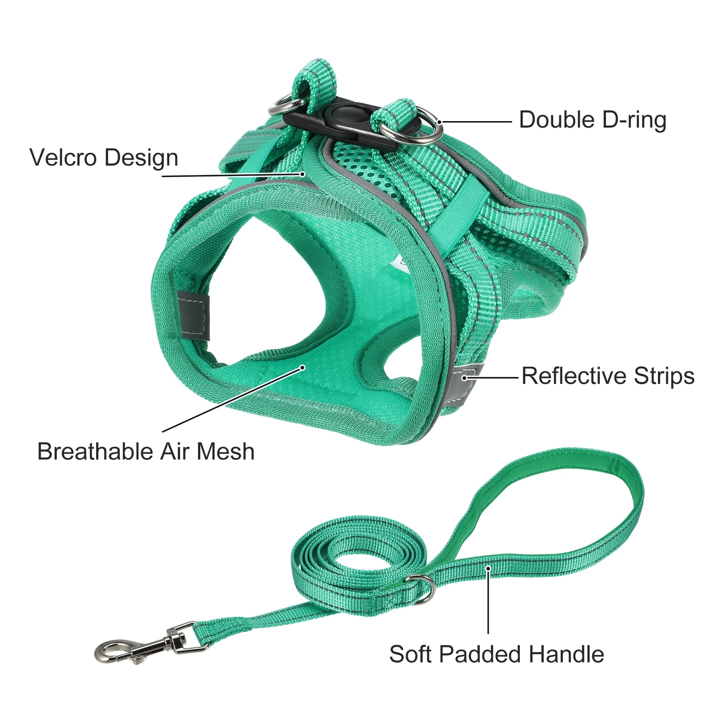 UXCELL Dog Harness Slip Lead Dog Leash 2pcs Sets Adjustable Dog Lead Step-in Puppy Pet Vest for Small Medium Dogs