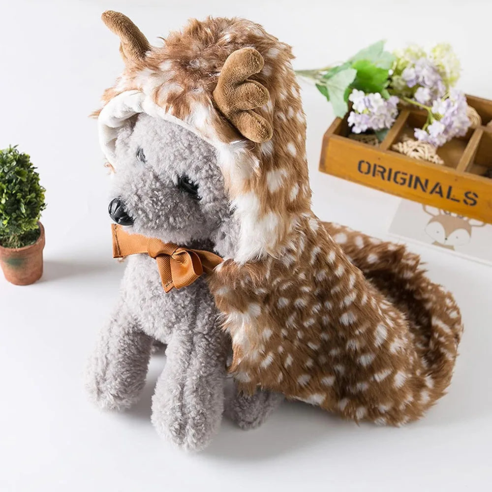 Pet Christmas Costume Puppy Xmas Cloak Cats Dogs Santa Cape with Elk Hat Pet Party Cosplay Dress for Small to Medium Sized Dogs