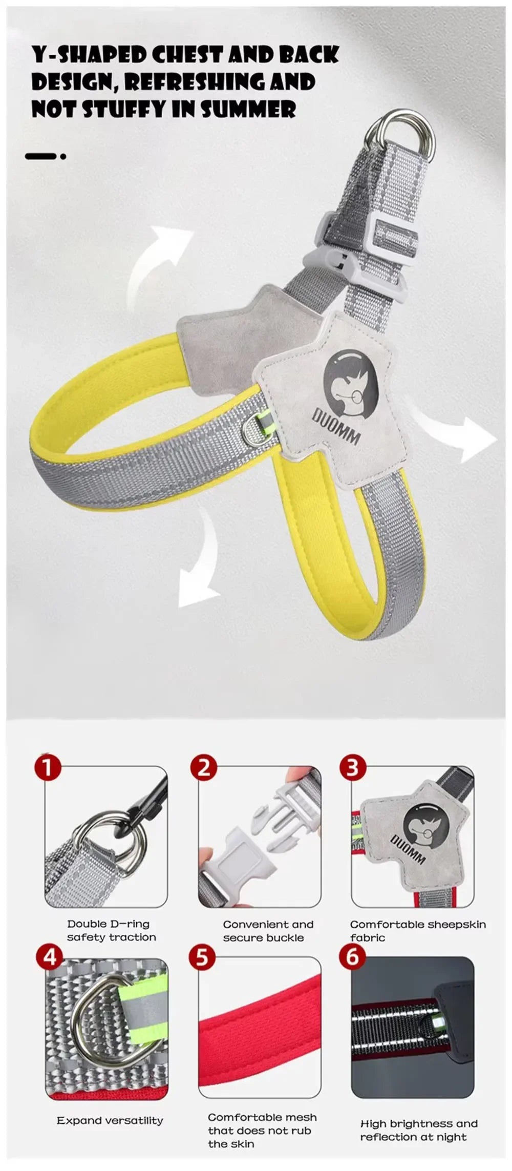 Breathable Y Shape Dog Harness Adjustable Step In Pet Harness Vest for Puppy Small Large Dog Chest Harness Reflective Dog Collar