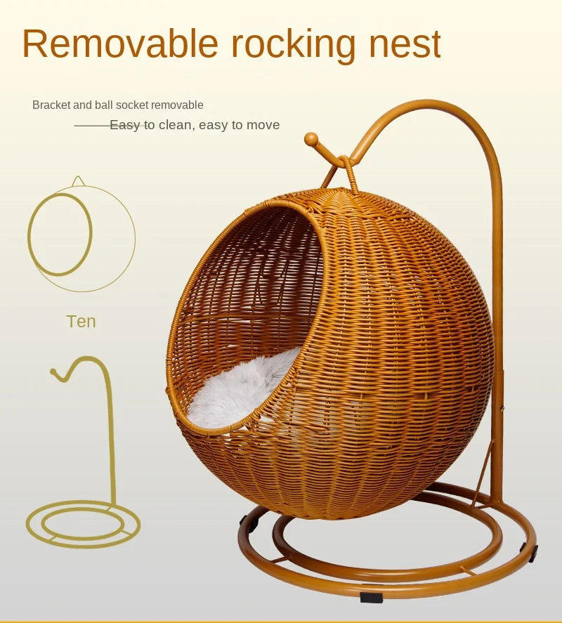 Cat and dog kennel rattan pet products Summer pet kennel cool kennel hanging cat basket four seasons universal pet mat