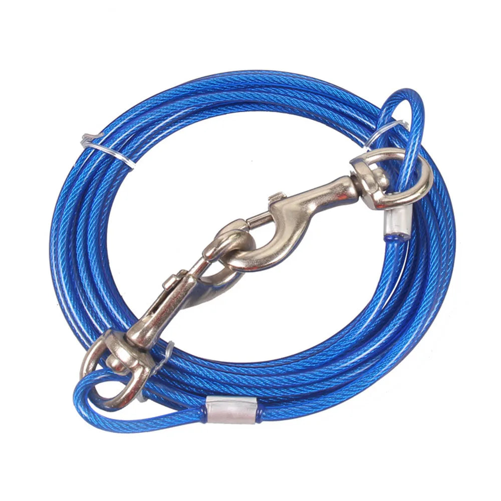 Pet Dog Tie Out Cable for Dogs Up to 125 Pounds 3m 5m 10m Outdoor Dog Steel Cable with Strong Big Hook Stainless Steel Dog Leash