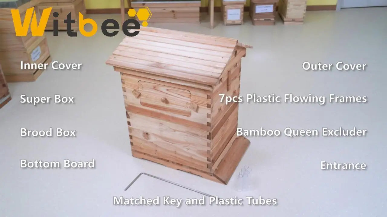 Beehive Automatic Obtain Honey Bee hive 7pcs Auto Super Frames Food-Grade Suitable Beekeeper Starter(Unassembled)