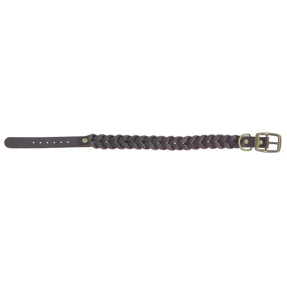 Braid Small Dog Collar Handmade from Thick Full Grain Leather Soft Durable Sturdy Material Belt Buckle Collar for Medium Breeds