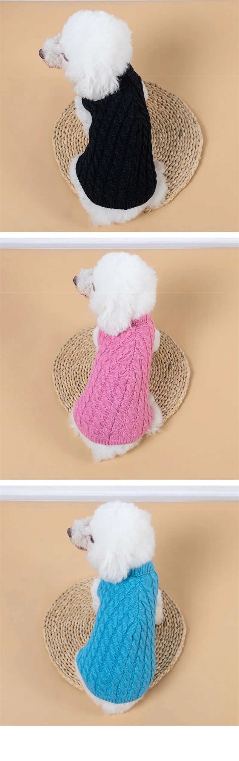 Teddy Bear Small Dog Clothes Solid Color Warm Winter Sweaters for Cats Lightweight Knitting Vest Leisure Outdoor Pet Overalls
